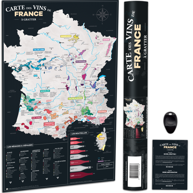 carte des vins de France à gratter